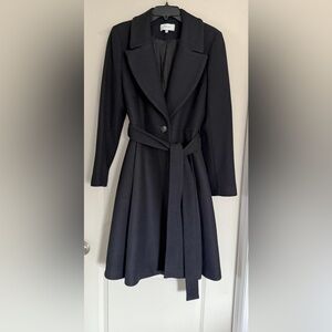 Reiss Black Belted Wool Coat